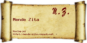 Mende Zita névjegykártya